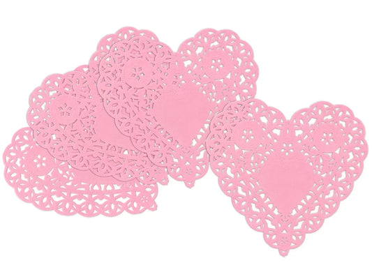 Small Pink Paper Heart Doilies - Set of 100 - US 4123