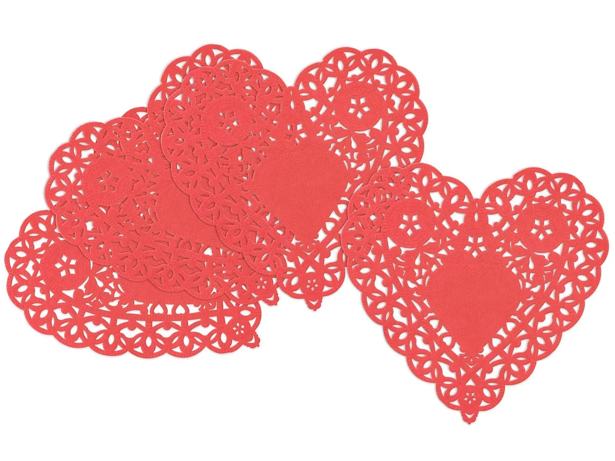 Small Red Paper Heart Doilies - Set of 100 - US 5102