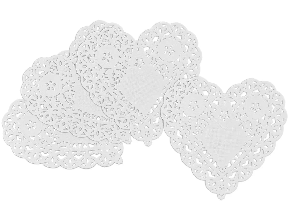 White Paper Heart Doilies - Set of 100 - US 8449
