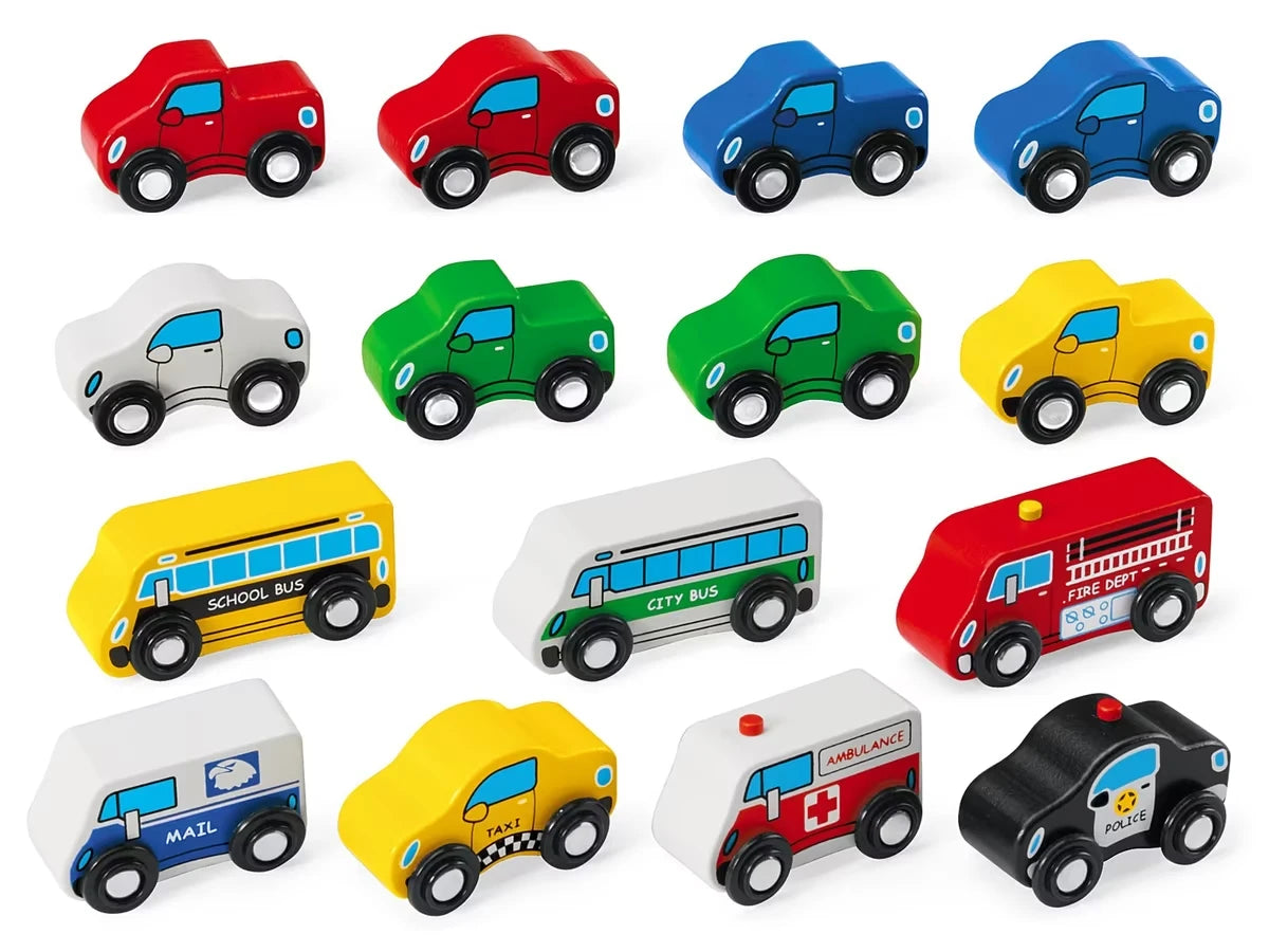 Mini Hardwood Vehicles - Set of 15 - US 6665
