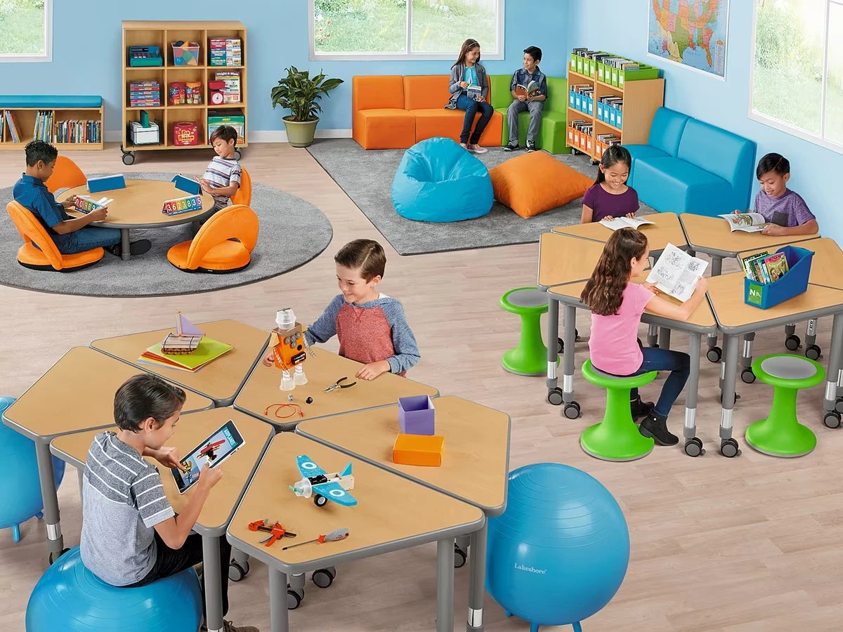 Flex-Space Mobile Student Desk for Two - Maple - US 1037