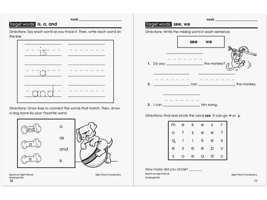Spectrum® Sight-Words Workbook - Kindergarten - US 2385