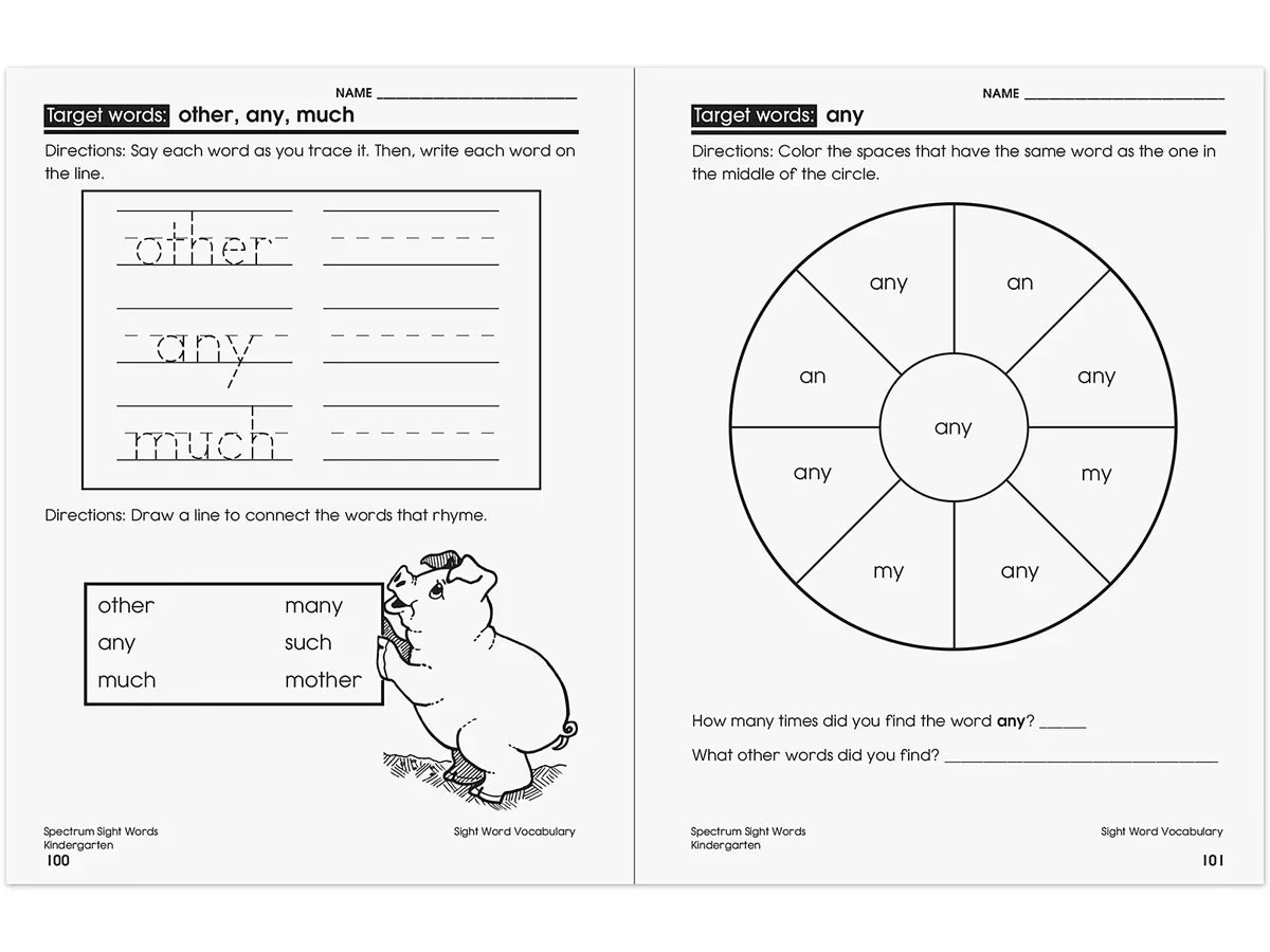 Spectrum® Sight-Words Workbook - Kindergarten - US 2385