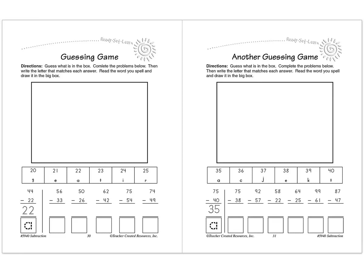 Subtraction Workbook - US 8707