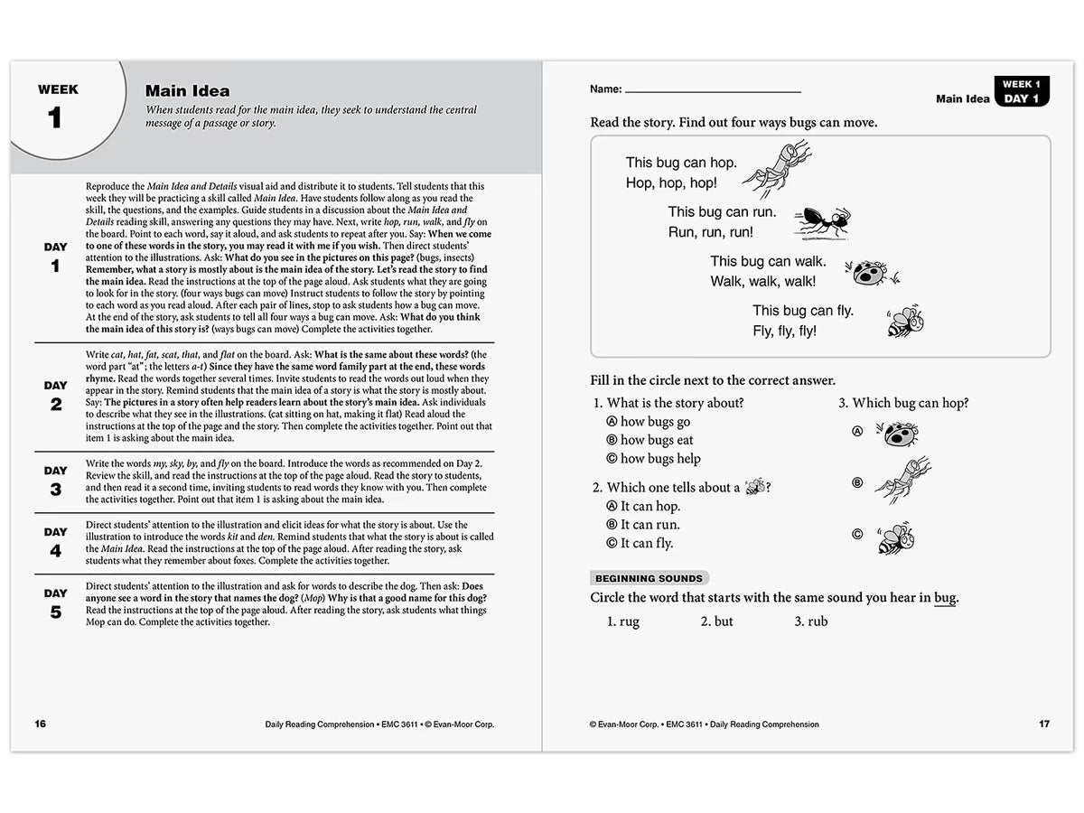 Daily Reading Comprehension Activities Workbook - Gr. 1 - US 8621