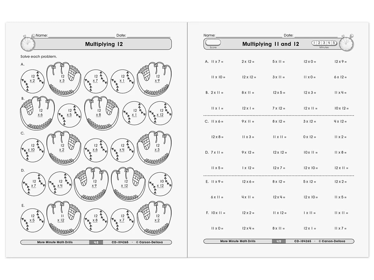 Multiplication & Division Minute Math Drills Workbook - US 3894