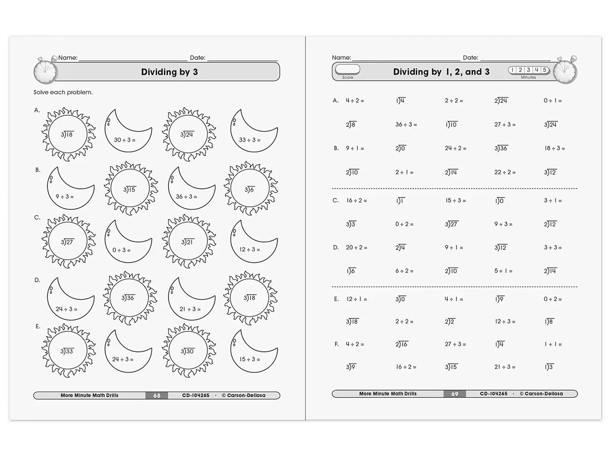 Multiplication & Division Minute Math Drills Workbook - US 3894
