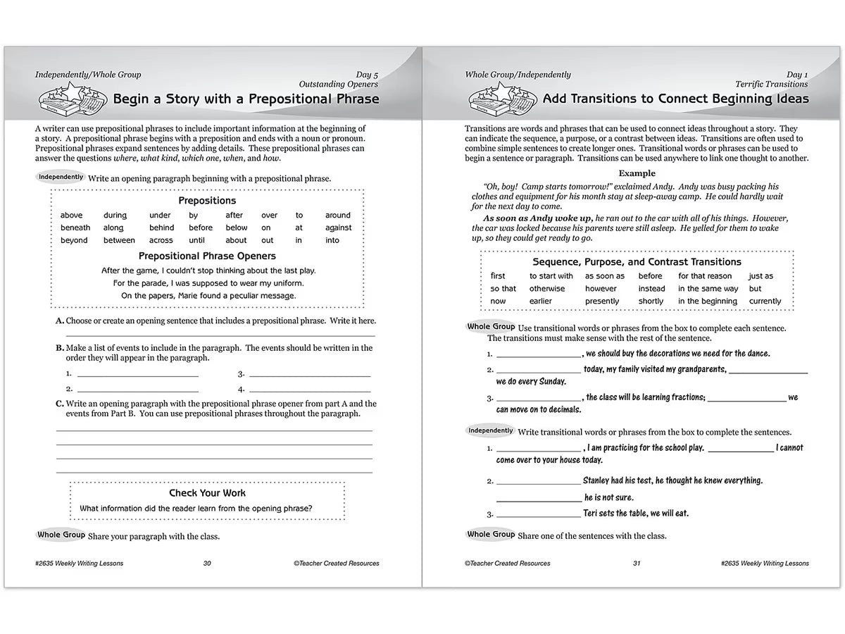 Weekly Writing Lessons Workbook - Gr. 5-6 - US 9108