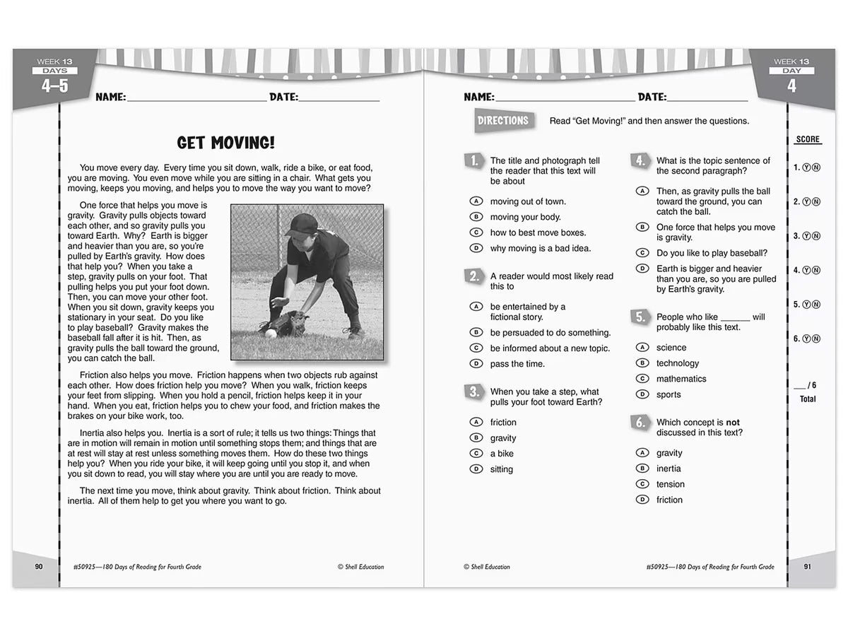 180 Days of Reading Workbook - Gr. 4 - US 6107