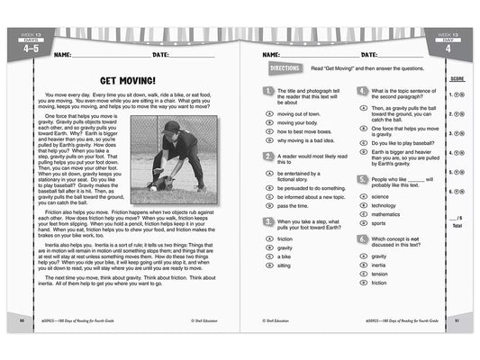 180 Days of Reading Workbook - Gr. 4 - US 6107