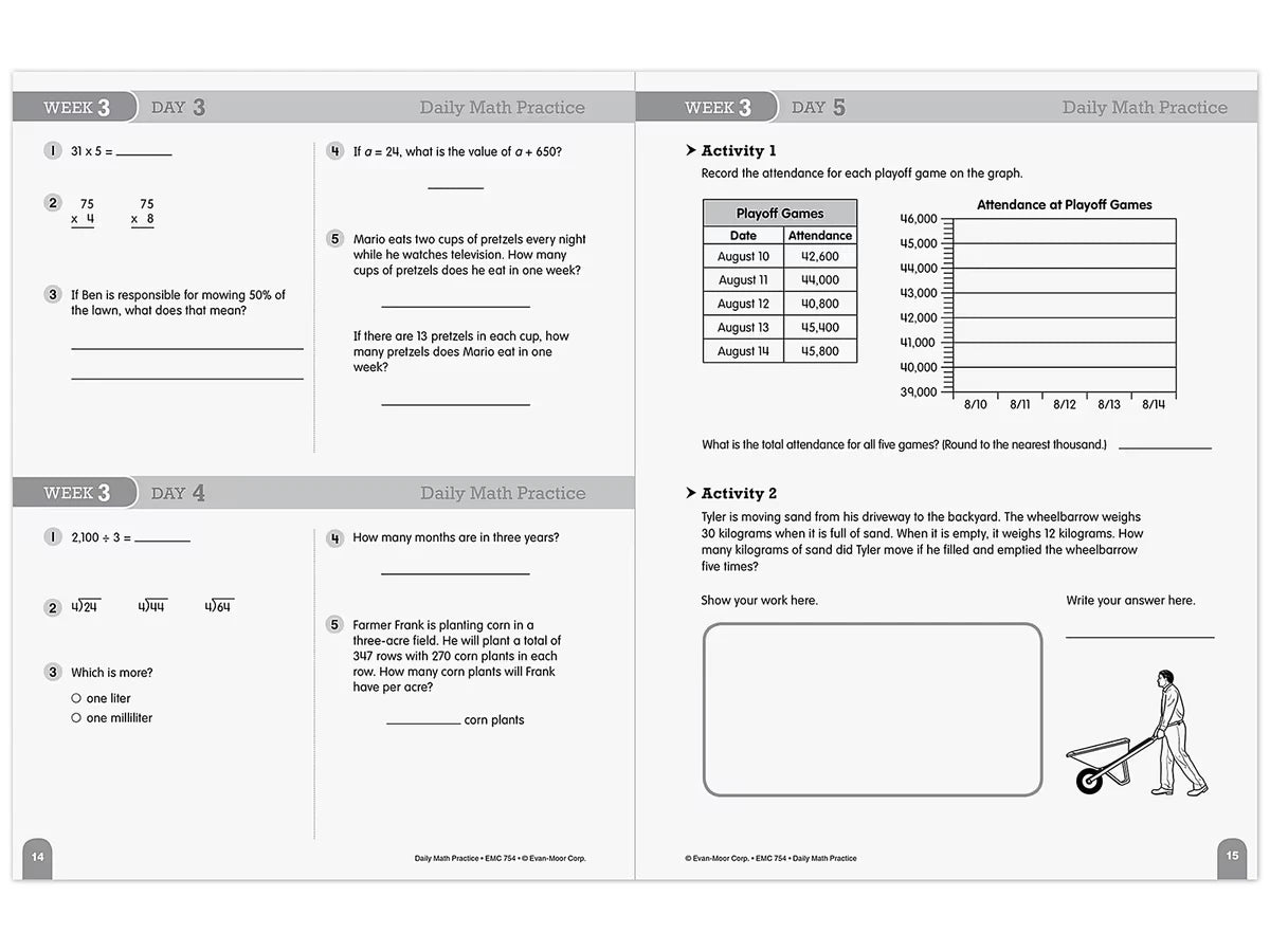 Daily Math Practice Workbook - Gr. 5 - US 4075