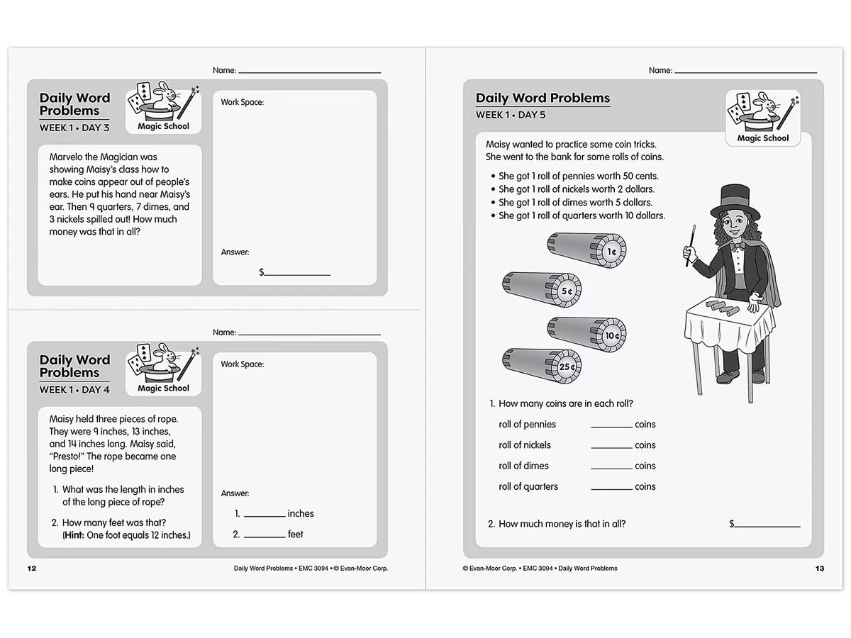 Daily Word Problems Workbook - Gr. 4 - US 2984