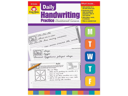 Traditional Cursive Daily Handwriting Practice Workbook - US 8163