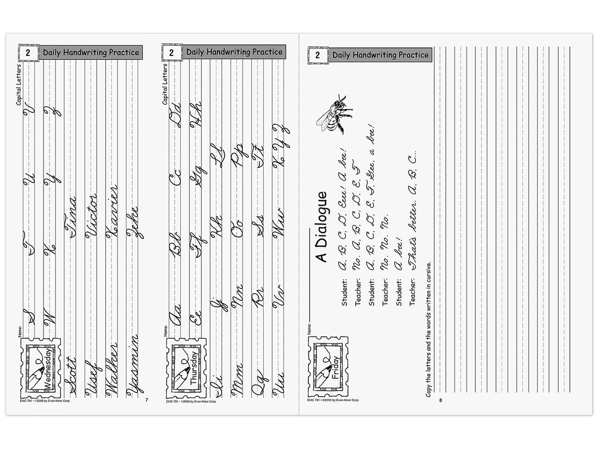 Traditional Cursive Daily Handwriting Practice Workbook - US 8163