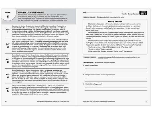 Daily Reading Comprehension Activities Workbook - Gr. 5 - US 9683