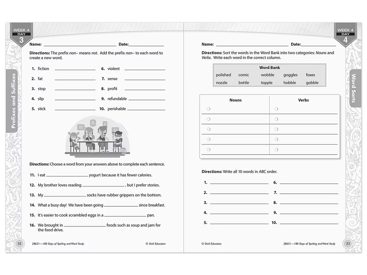 180 Days of Spelling Workbook - Gr. 3 - US 3610