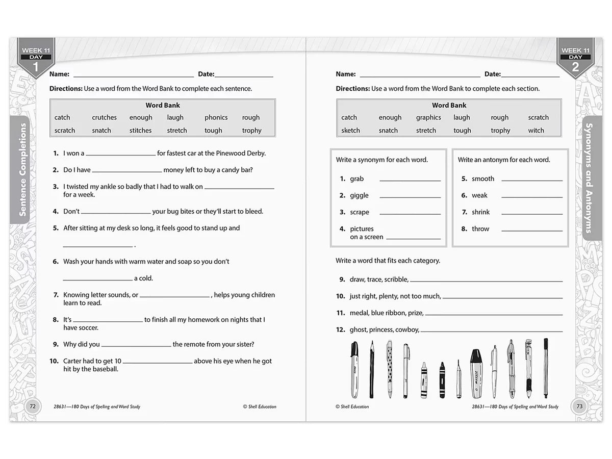 180 Days of Spelling Workbook - Gr. 3 - US 3610