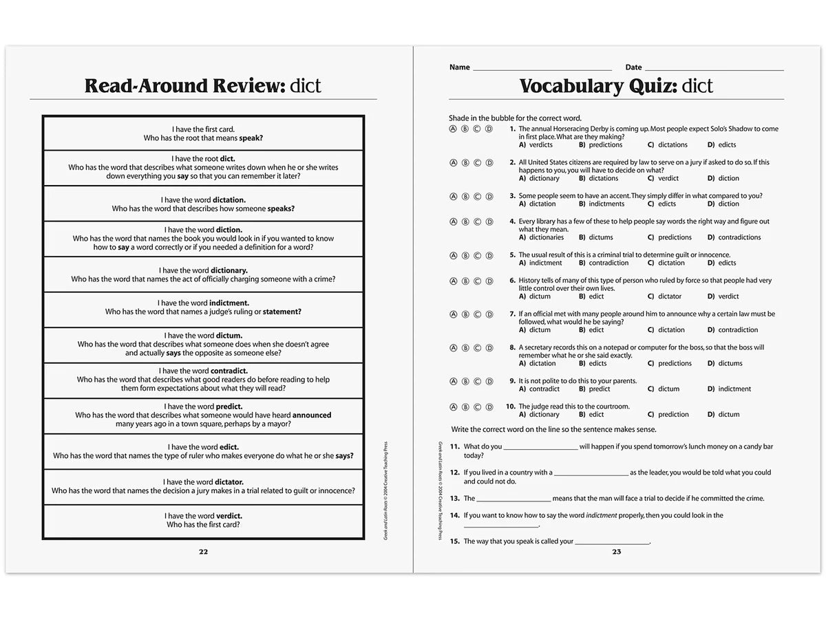 Greek & Latin Roots Workbook - US 2569