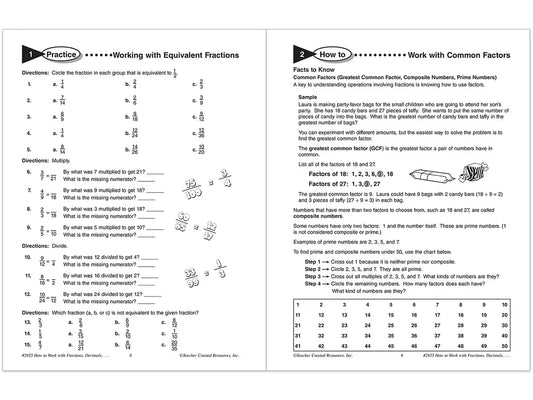 How to Work with Fractions, Decimals & Percents Workbook - US 4893