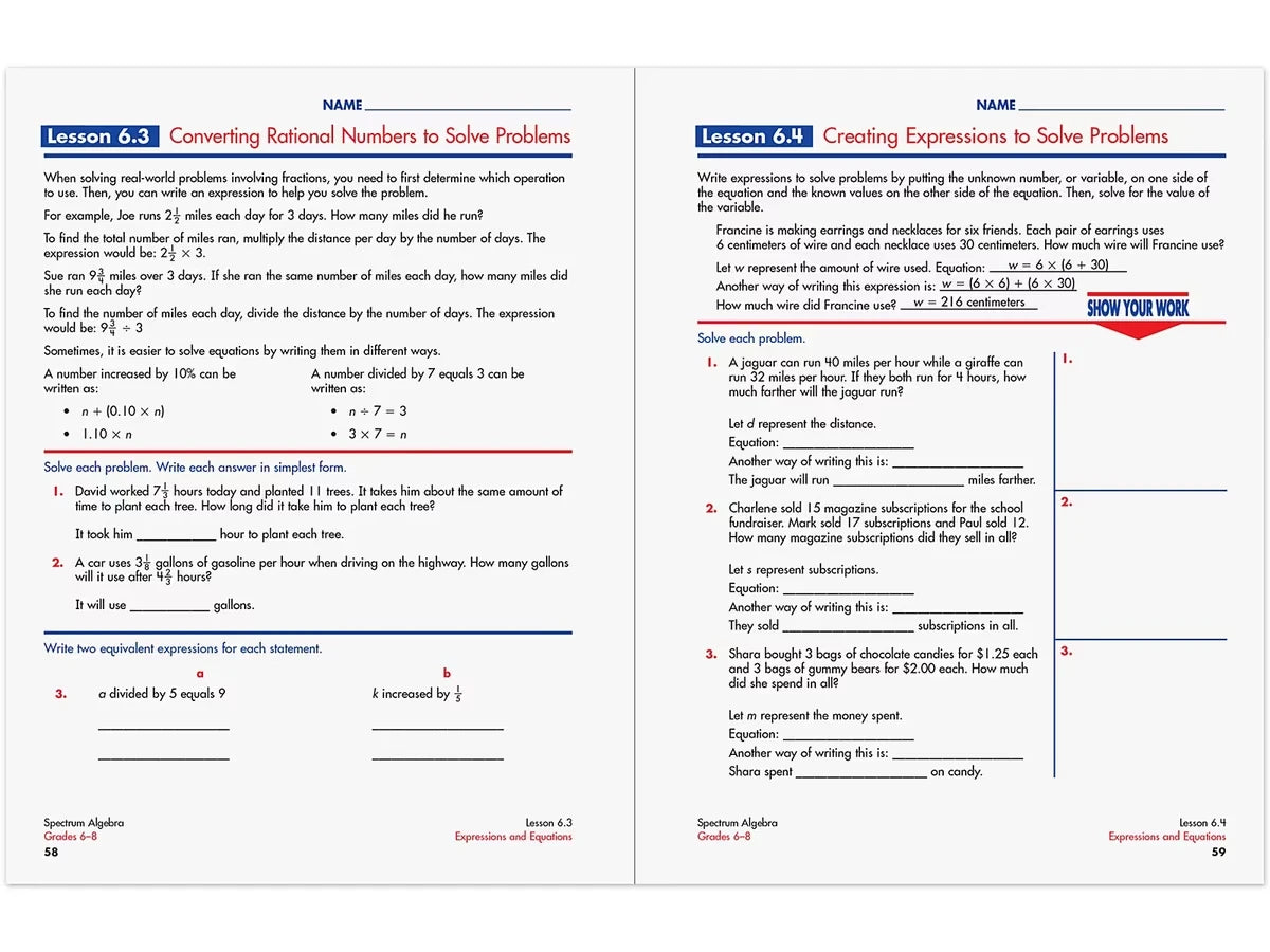 Spectrum® Algebra Workbook - US 8846