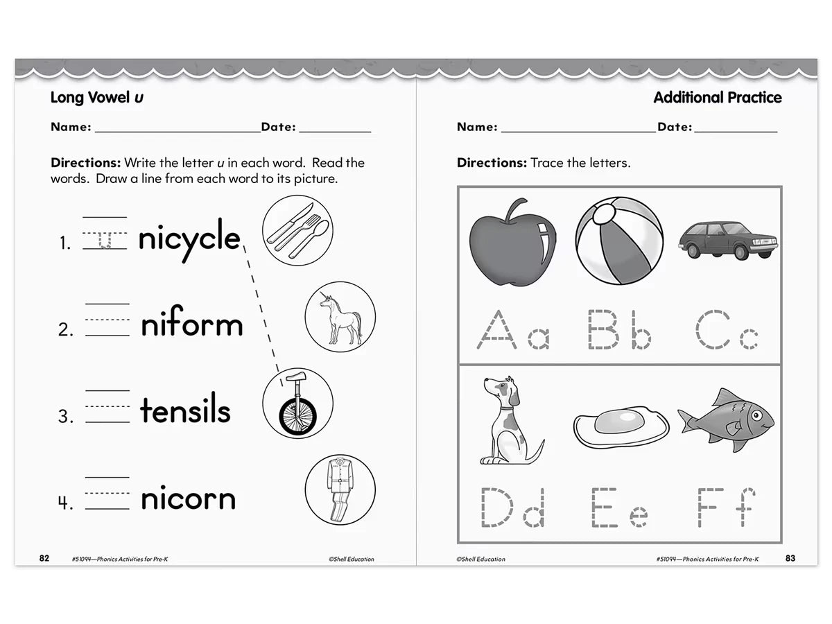 Phonics for Pre-Kindergarten Workbook - US 5449