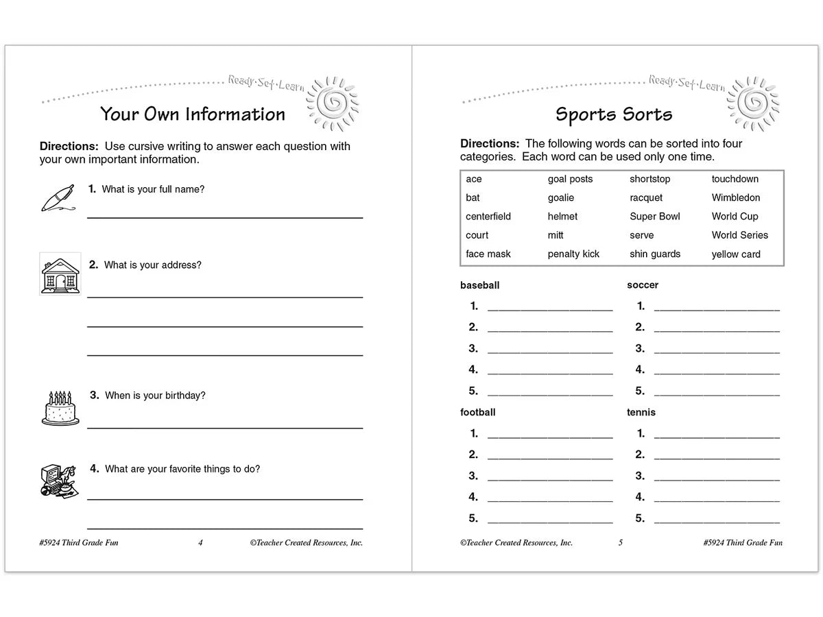 Third-Grade Fun Workbook - US 9500