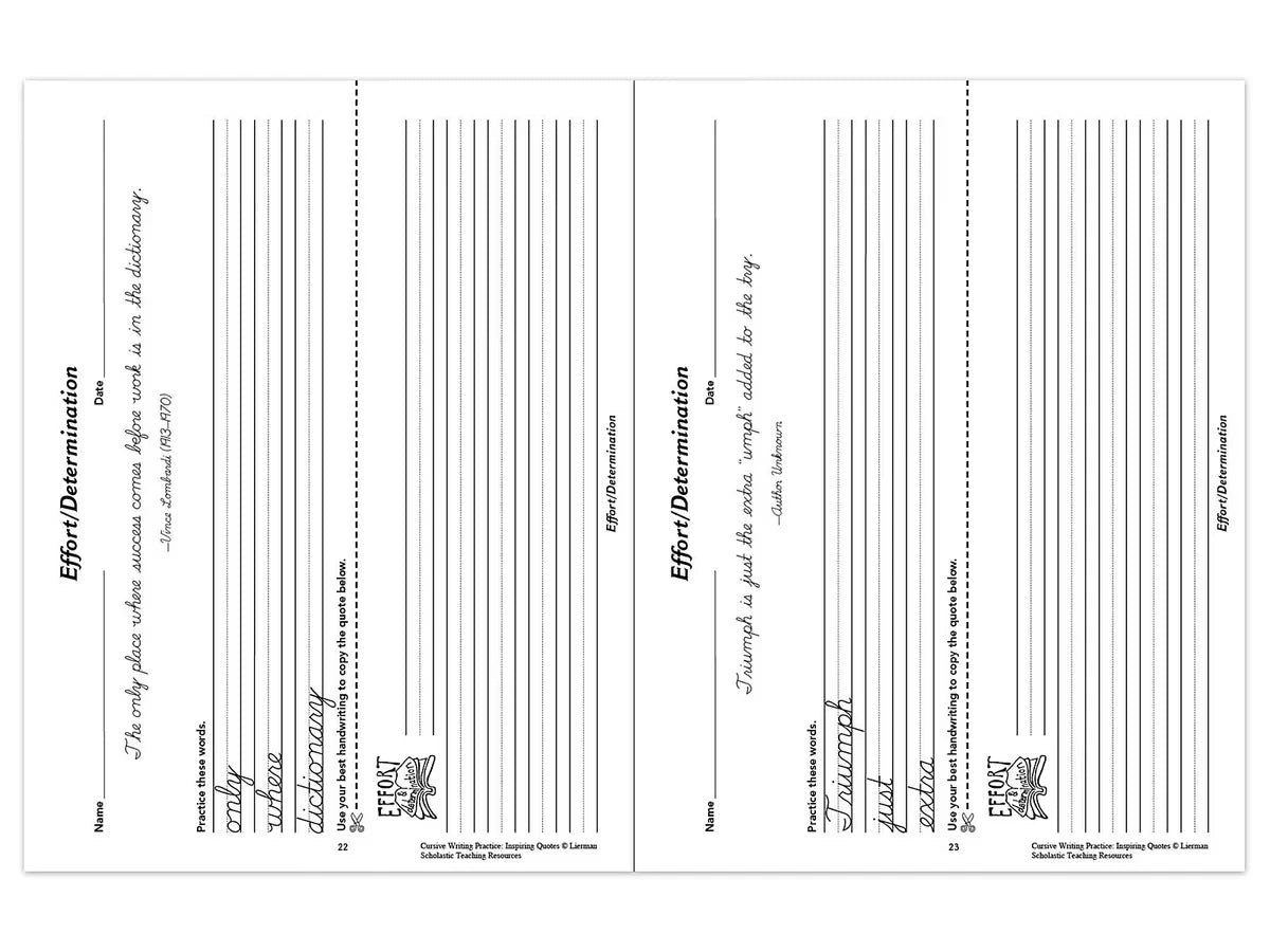 Cursive Writing Practice with Inspiring Quotes Workbook - US 7937