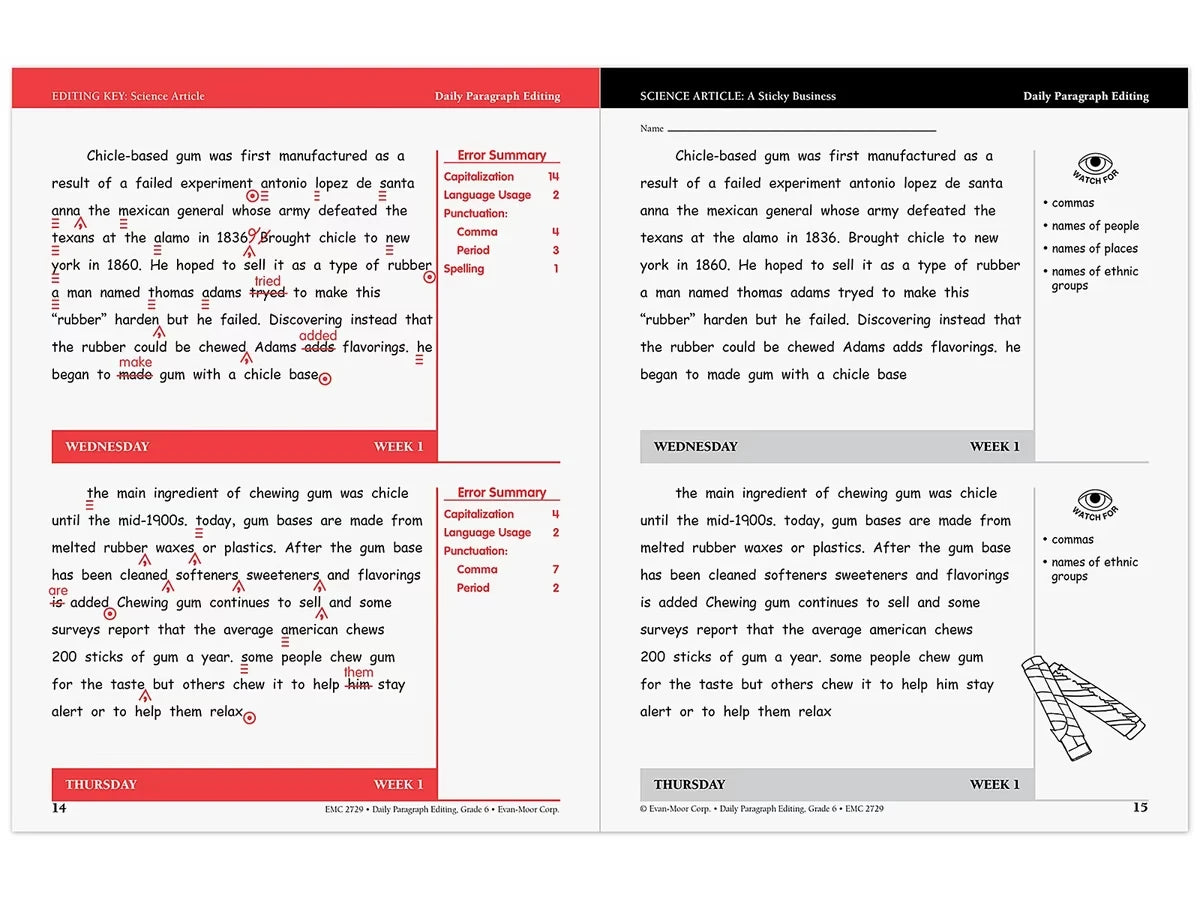 Daily Paragraph Editing Workbook - Gr. 6 - US 2105
