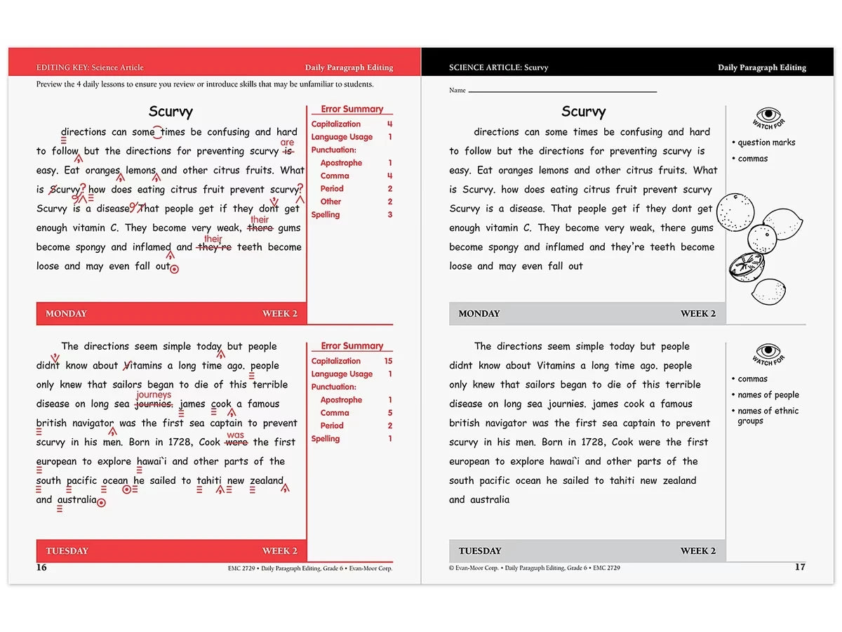 Daily Paragraph Editing Workbook - Gr. 6 - US 2105