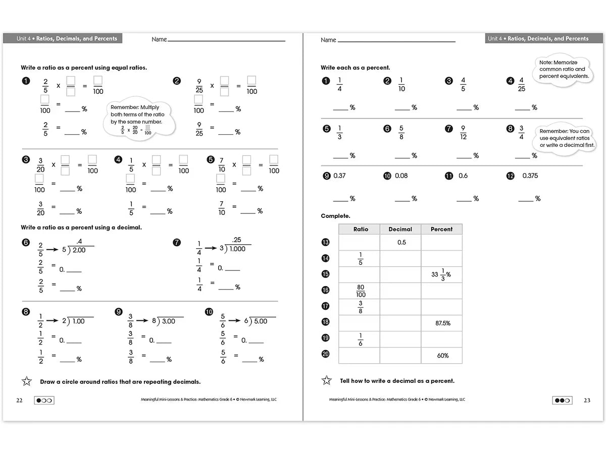 Mathematics Workbook - Gr. 6 - US 1482