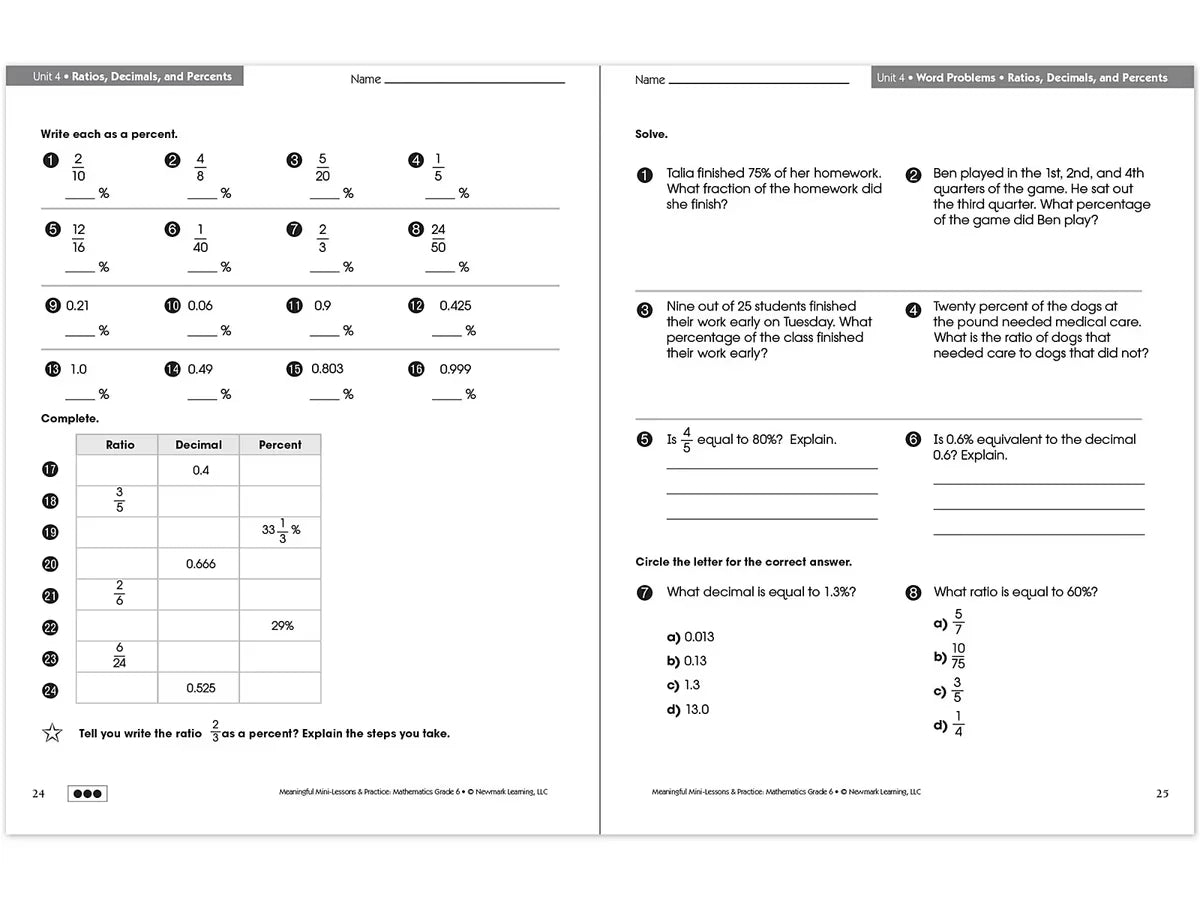 Mathematics Workbook - Gr. 6 - US 1482