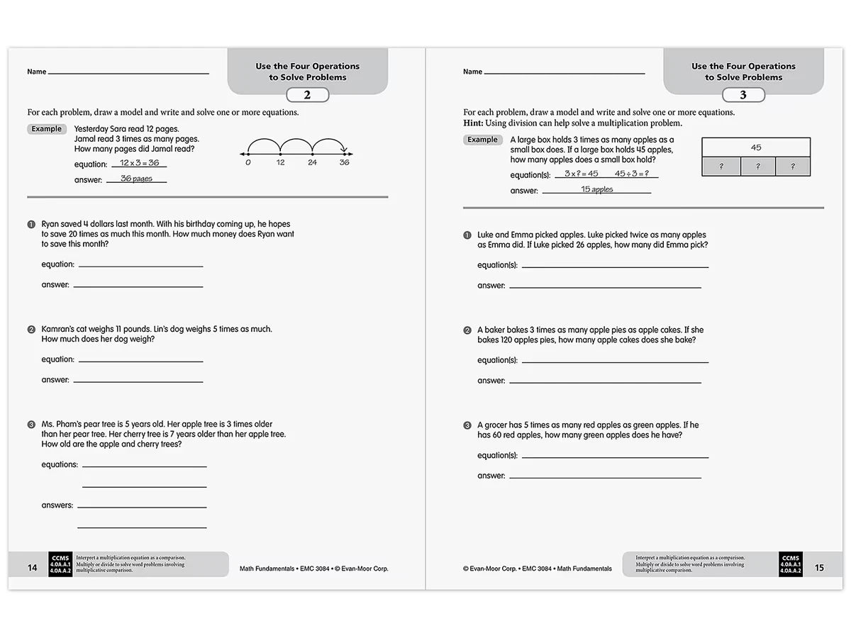 Math Fundamentals Workbook - Gr. 4 - US 3331