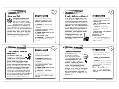 Text Evidence 100 Task Cards Workbook - US 7520