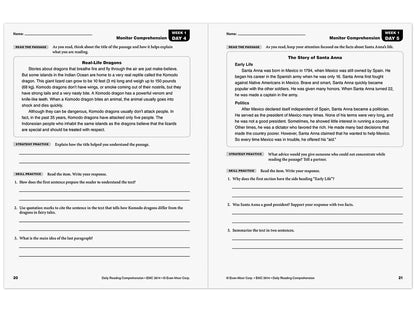 Daily Reading Comprehension Activities Workbook - Gr. 4 - US 4302
