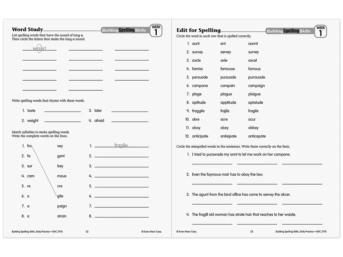 Building Spelling Skills Workbook - Gr. 6 - US 6348