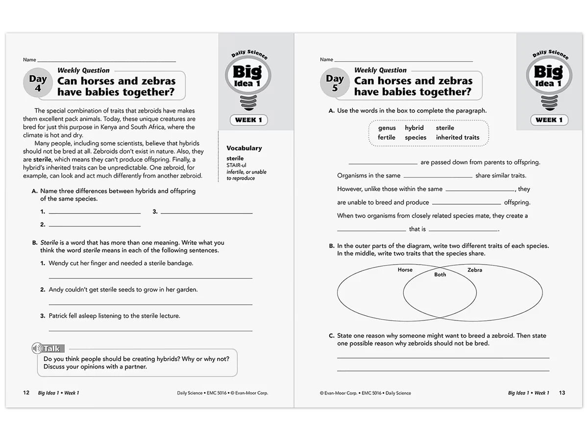 Daily Science Reproducible Activities Workbook - Gr. 6 - US 6119