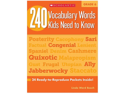 240 Words Kids Need to Know Workbook - Gr. 6 - US 1375