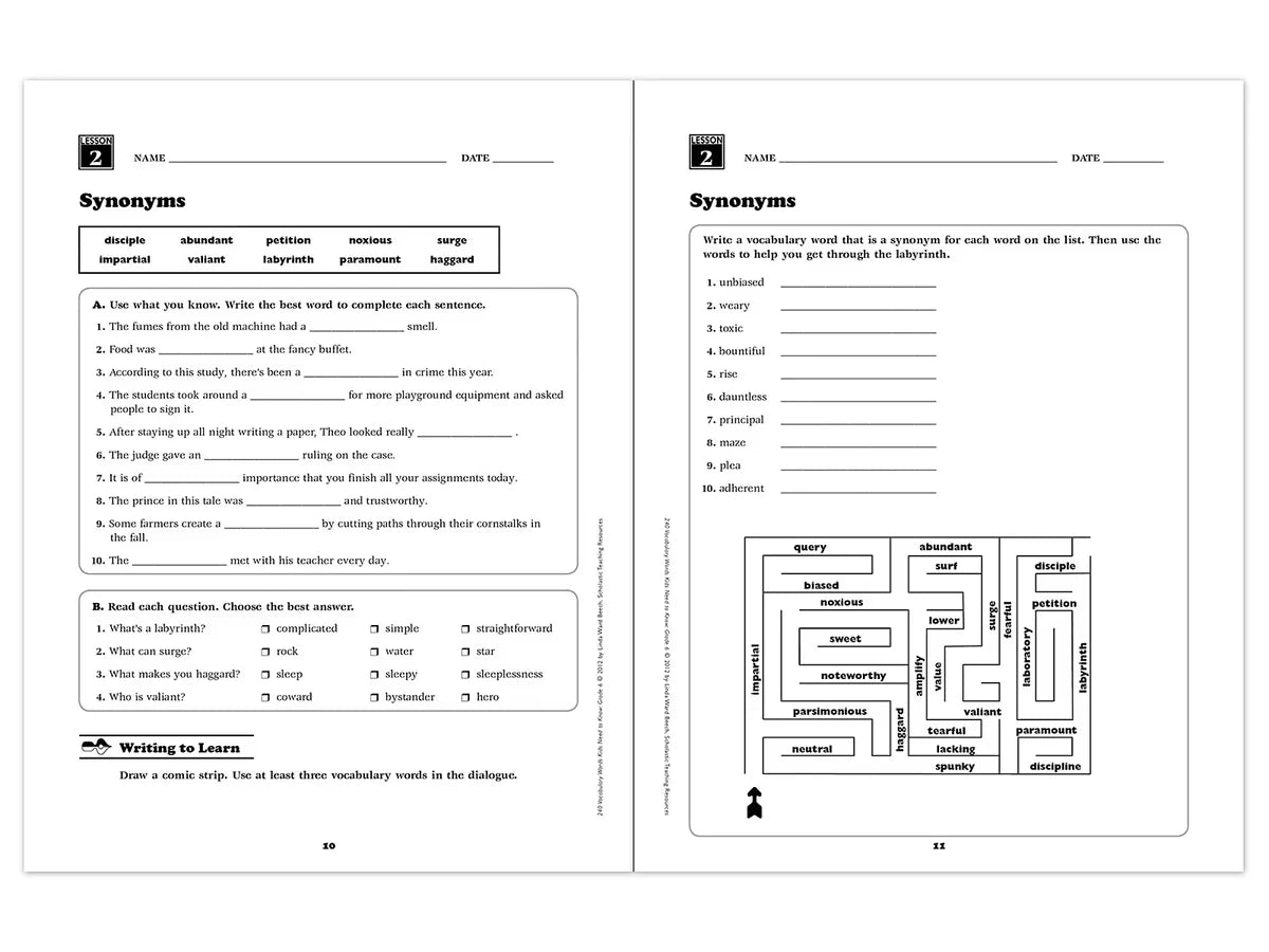240 Words Kids Need to Know Workbook - Gr. 6 - US 1375