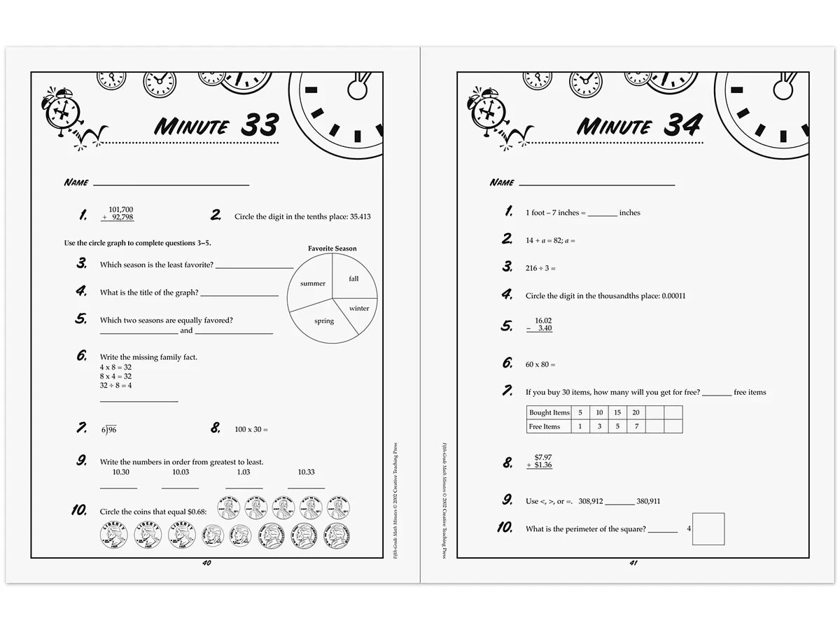 Math Minutes Workbook - Gr. 5 - US 9065