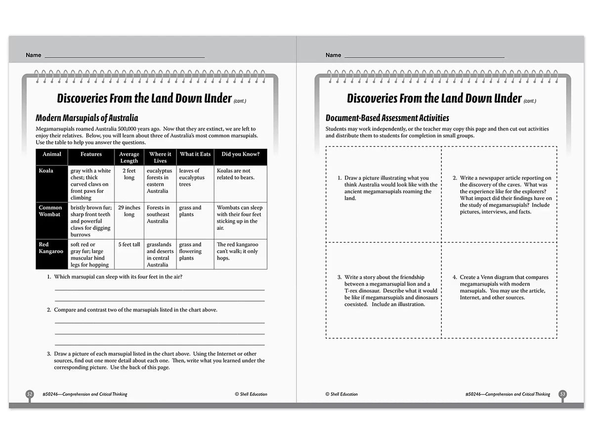 Comprehension and Critical Thinking Workbook - Gr. 6 - US 5993