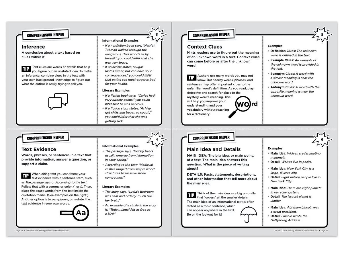 Making Inferences 100 Task Cards Workbook - US 4700