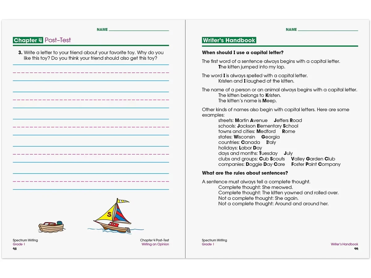 Spectrum® Writing Workbook - Gr. 1 - US 3025