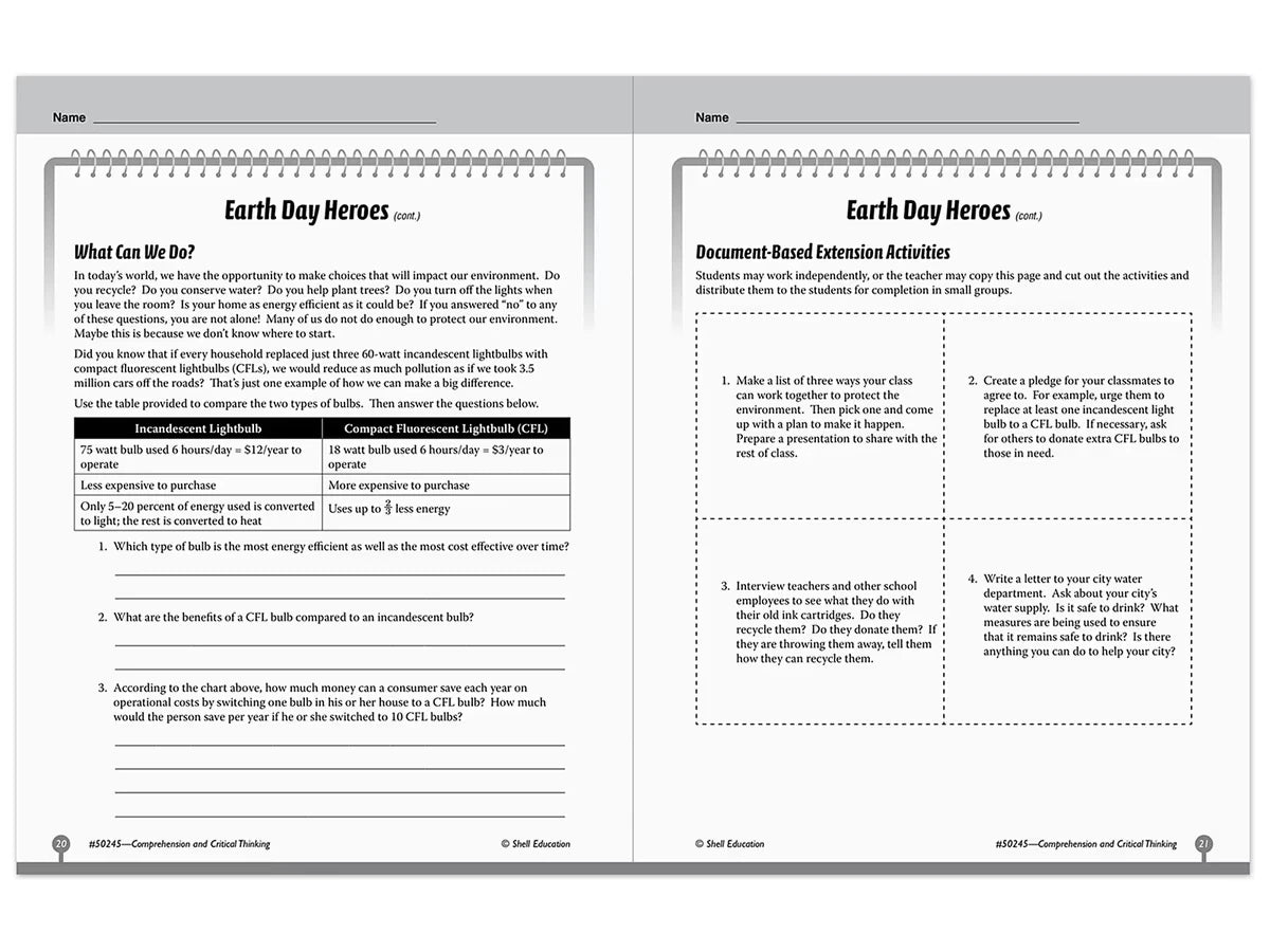 Comprehension and Critical Thinking Workbook - Gr. 5 - US 4226