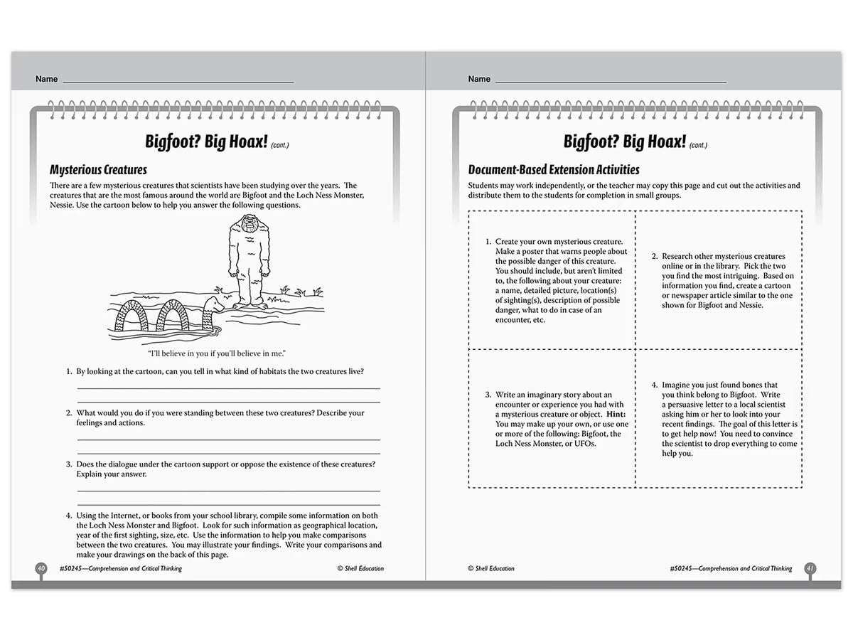 Comprehension and Critical Thinking Workbook - Gr. 5 - US 4226