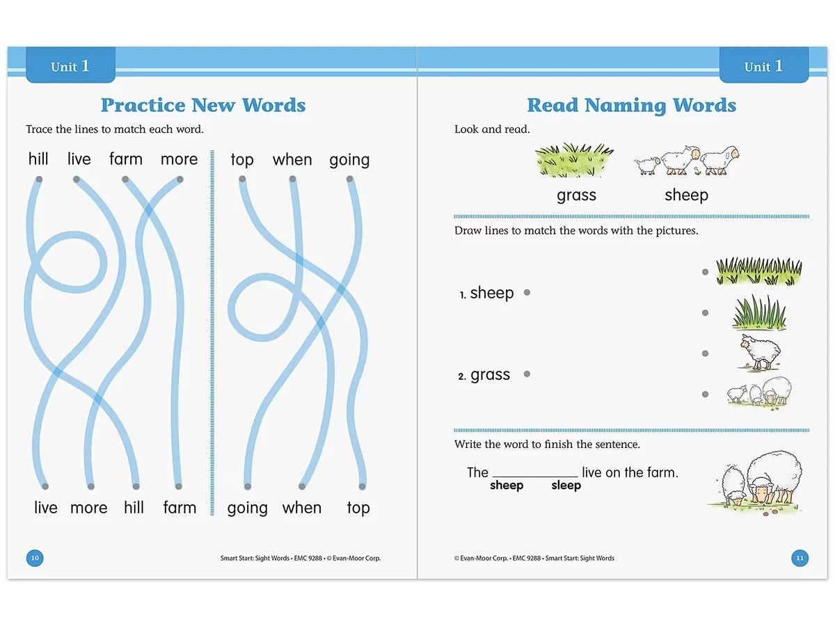 Sight-Words Smart Start Workbook - Kindergarten - US 1673
