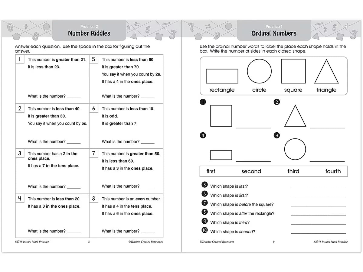 Instant Math Practice Workbook - Gr. 1 - US 3431