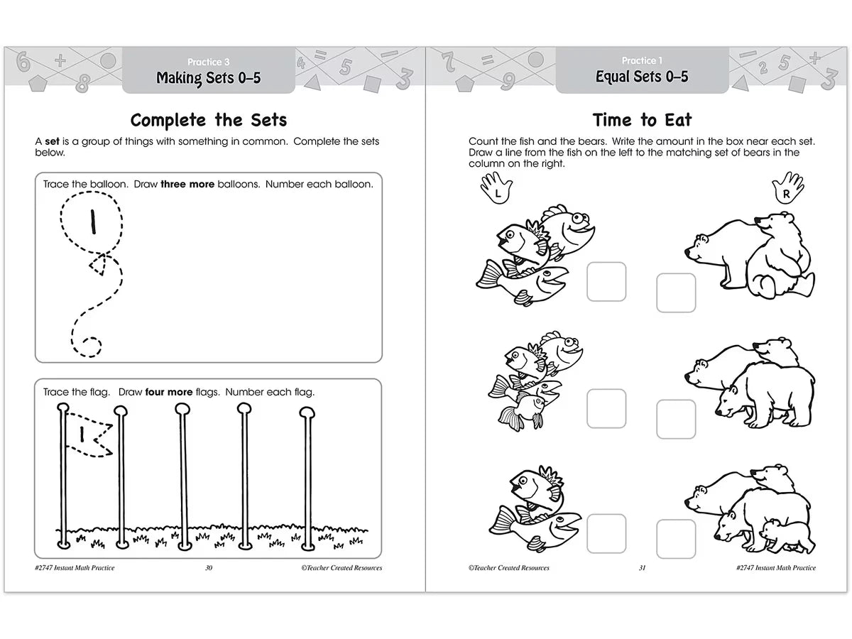 Instant Math Practice Workbook - Kindergarten - US 1861