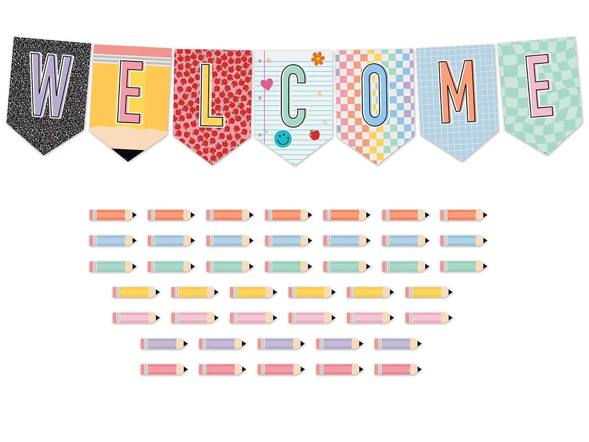 Cool for School Welcome Pennant Bulletin Board Set - US 8927