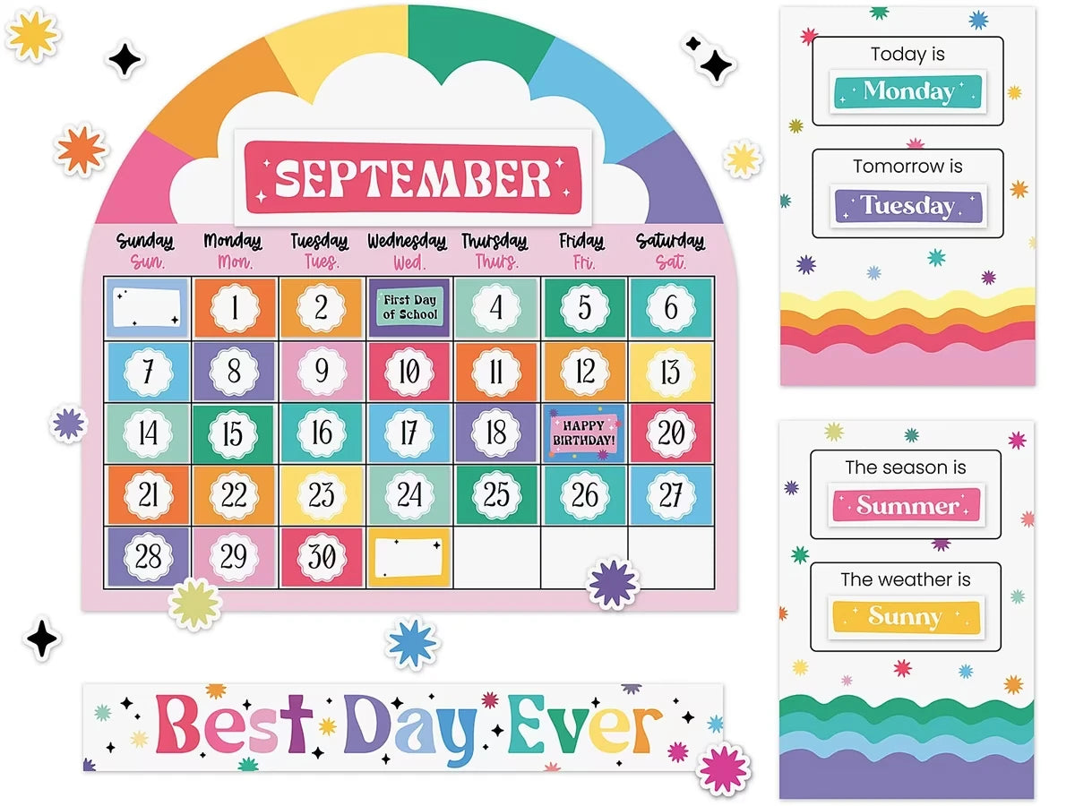 Retro Remix Best Day Ever Calendar Bulletin Board Set - US 7267