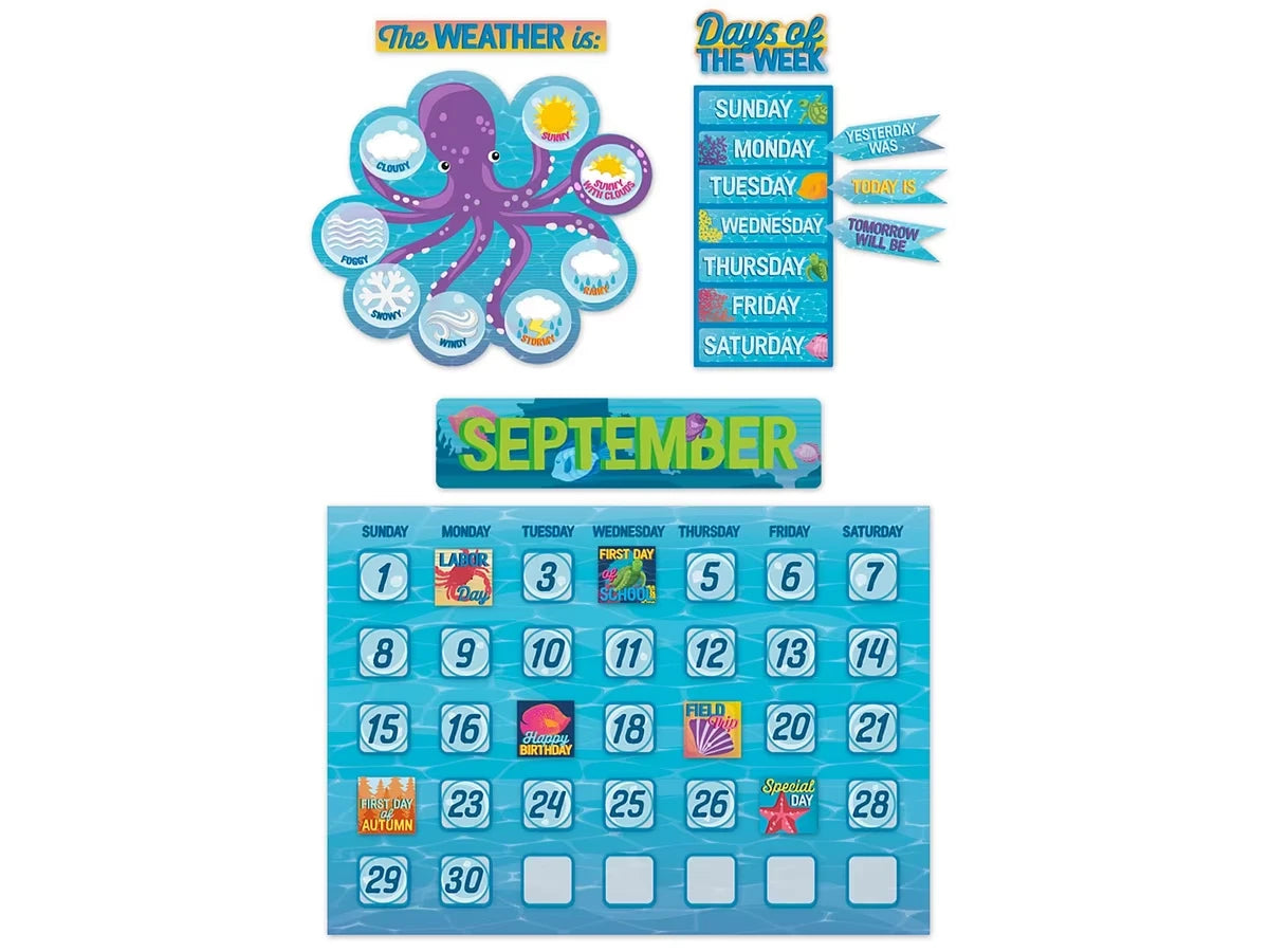 Seas the Day Calendar Bulletin Board Set - US 6610
